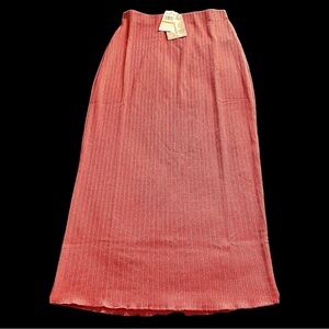 Ascella Ribbed Knit Dusty Rose/coral Midi Pencil Skirt, Womens sz S, NWT
